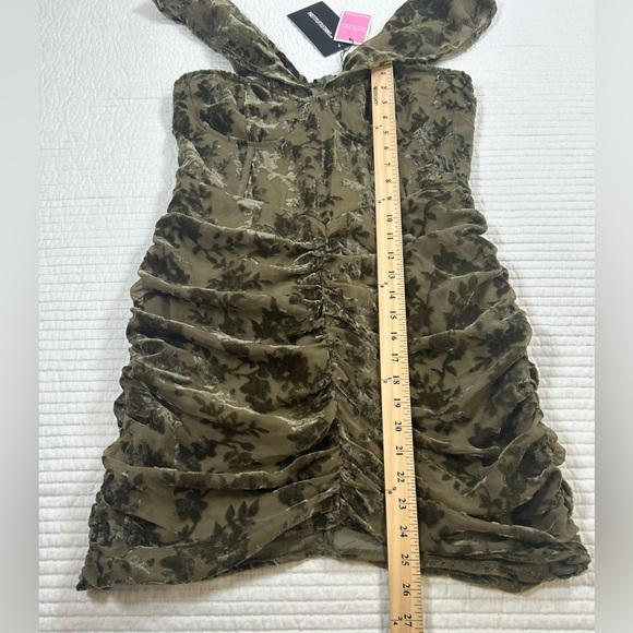 NWT PrettyLittleThing Green Ruched Burnout Romantic Whimsigoth Dress. Size 8. - Picture 9 of 11
